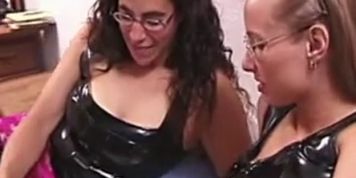Two big tit amateur milfs masturbate together in bed