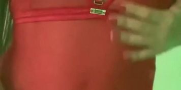 Latina in red transparent lingerie