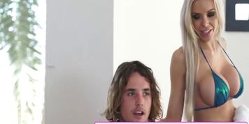 Young stud fucks blonde MILF and tiny daughter (Mila Jade, Nina Elle)