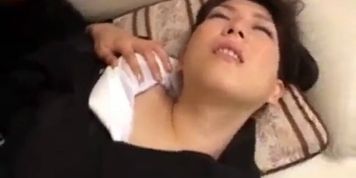 Asian Widow Gets Pussy Licked by Lesbian on Couch