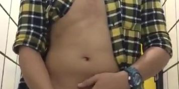 Handsome Horny Straight Malay Guys Masturbate and Cum Inside Public Toilet