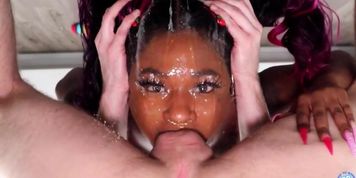 Ebony Throating and Facials