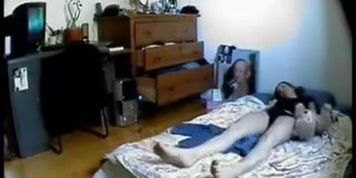My gf on bed fingering her pussy