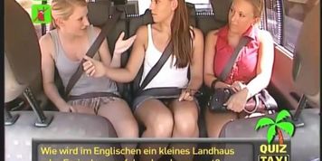 Delicious babes get their up skirt view in cab hidden cam