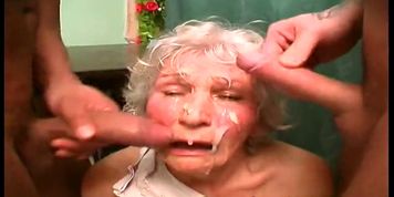 Horny BBW granny Norma double teamed