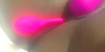 Ebony Masturbates with Lush and Wand (cums in the end)
