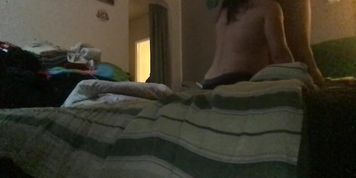 Asian girl getting fingered while giving BJ.