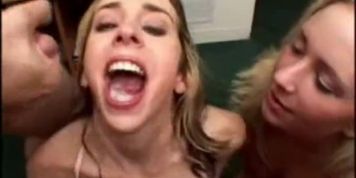 Two Blondes Swap Large Amounts of Cum