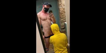 My hetero firend sucks my dick in yellow hoodie and jockstrap