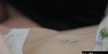 Sexy blonde masturbates as she watches two sexy brunettes make love (Daniella Rose, Tracy Lindsay)