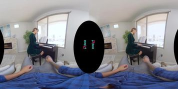 VRHUSH Rebecca Vanguard lets her piano teacher creampie her asshole (Quinton James)