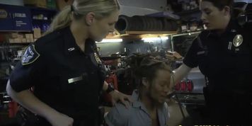 Hot cops with big tits fucked rough in a threesome by a BBC!