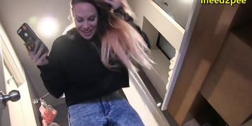 Female pee desperation girls pissing jeans 2020