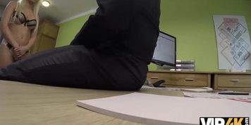 VIP4K. Casting special is passed by blonde and she gets a credit