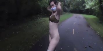Stripping and Dancing outside for public fun (: