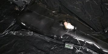 Rubber Jackal in a Sleepsack VS NoGasm Orgasm Denial Device