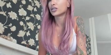 Beautiful lady with purple hair smoking sexy
