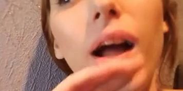 Redhead girl receives cum in her mouth
