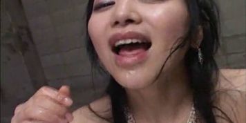 Asian cum eating bukkake