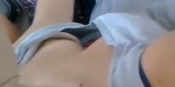 Close up cleavage show with a small boobs girl