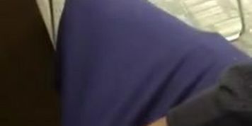 Cum next to girl in library