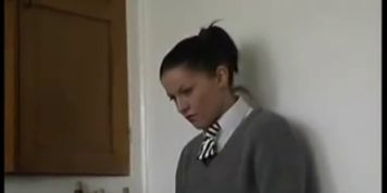 Schoolgirl Spanked/caned Hard and must take a Anal Fuck
