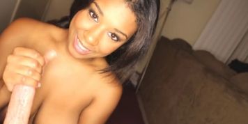 Busty black beauty teasing balls in pov
