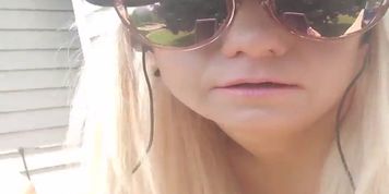 Blonde Big Fake Tits Tanning Outside Smoking A Cig Playing With My Wet Pussy 