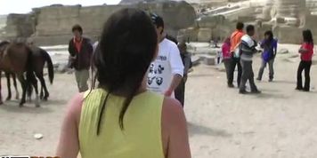 Pussika&Steff Day 4 Blowjob near the pyramids Real Public Voyeurs