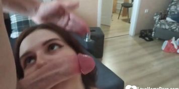 Cutie Takes A Facial After Blowjob (Victoria Tiffani)