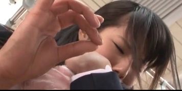 Jap school babe gets hairy muff fingered upskirt in public