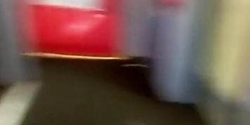 Pierced pussy girl rubs her clit in public