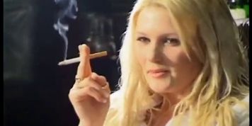 Incredible young blonde beauty smoking sexy