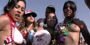 NEBRASKACOEDS - real girls flashing tits pussy and ass at spring break beach keg party
