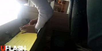 cum next to girl at library
