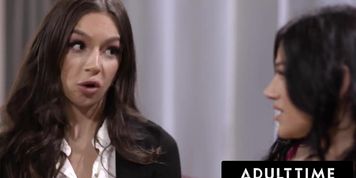 Therapist April Olsen Caught Masturbating by Client Mona Azar Gives Sex Therapy!