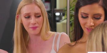 Hot babysitter having threesome with her boss and stepdaughter (Aiden Starr)
