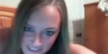 Two hot shaved teens toying, eating and fingering on webcam - video 1