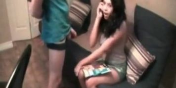 Girl Talks to boyfriend on the phone while getting fucked