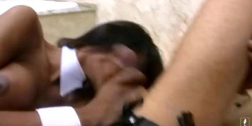 deep black anal probing with tranny and guy