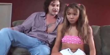 Asian college cutie gives blowjob and rides anally a giant cock