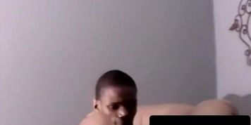 Black amateur lubed BBC stroking to creamy satisfaction