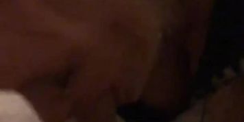 Real cougar milf hooker giving bare back blowjob