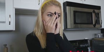 Blonde teen stepsis sucks bbc for cum