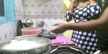 Indian bhabhi cooking in kitchen and fucking brother-in-law