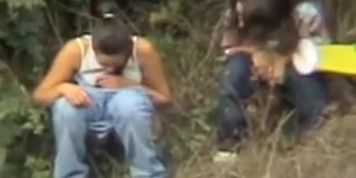 Real girls sat pissing outdoor and got voyeured on cam