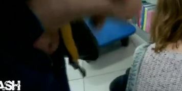 Cum on Girl in Book Store