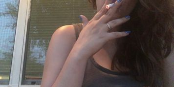 Sexy Brunette Teen Babe Smoking Cigarette