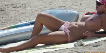 SPY BEACH - Big Boobs Amateur Beach MILFs - Topless Voyeur Beach Video