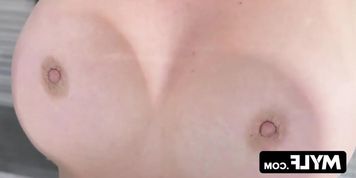 A desire-filled mature woman, boasting an immaculate physique, reaches into her vulva and satisfies herself while taking a showe